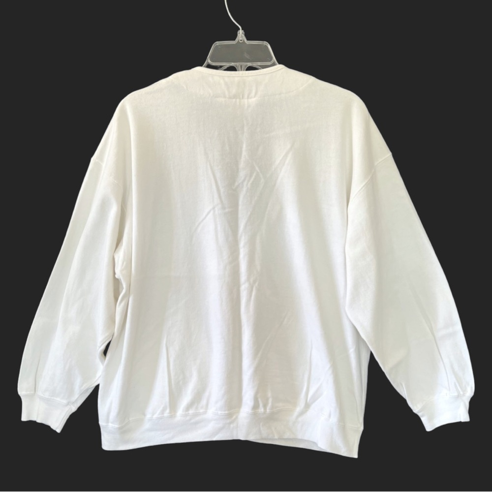 Vintage 90s Preview International White Cardigan Sweatshirt Embroidered M - Picture 2 of 8
